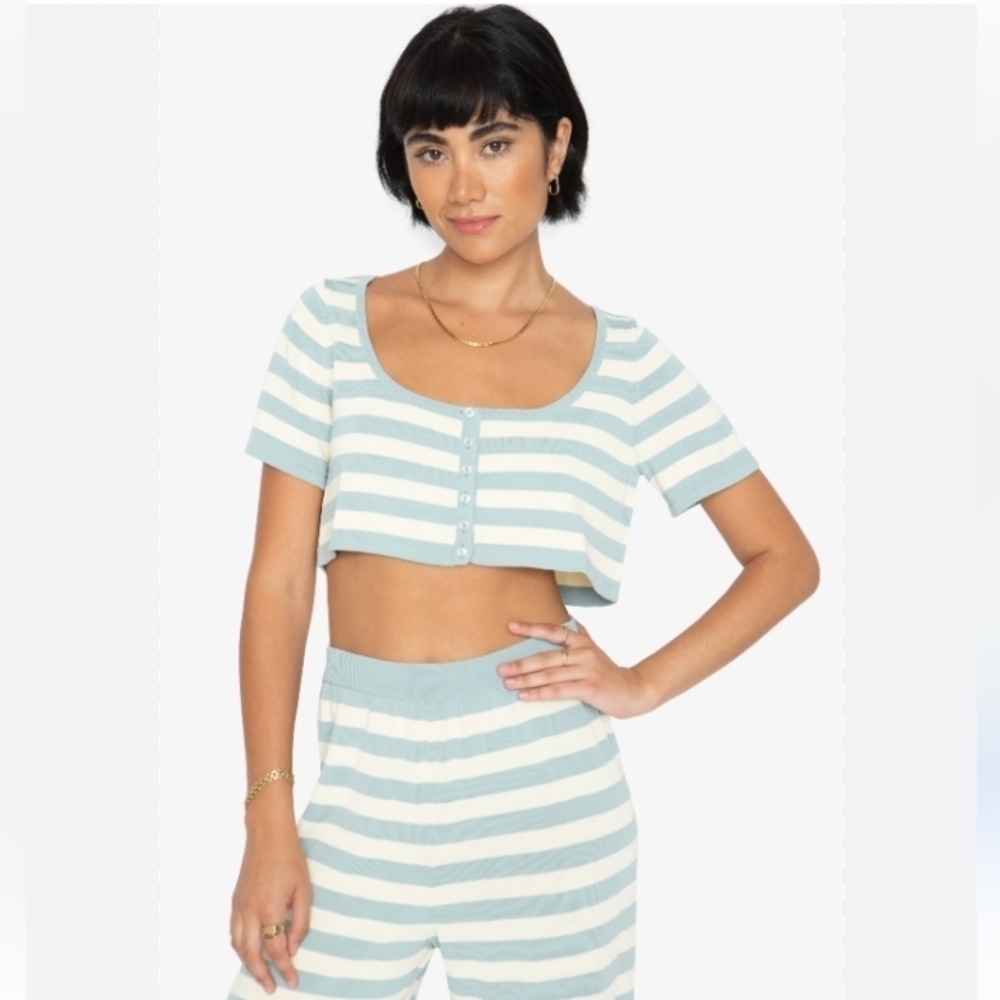 Callahan Lucia Top Teal Cropped Size Large